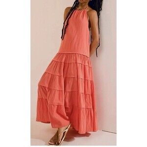 Free People Somewhere Sunny Drop Maxi Dress in Watermelon XS  New